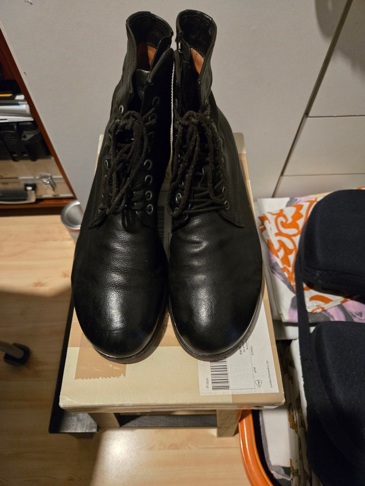 AS98 Zwarte Leren Enkellaarzen Maat 43, Zwart, Boots, AS98, Ophalen of Verzenden