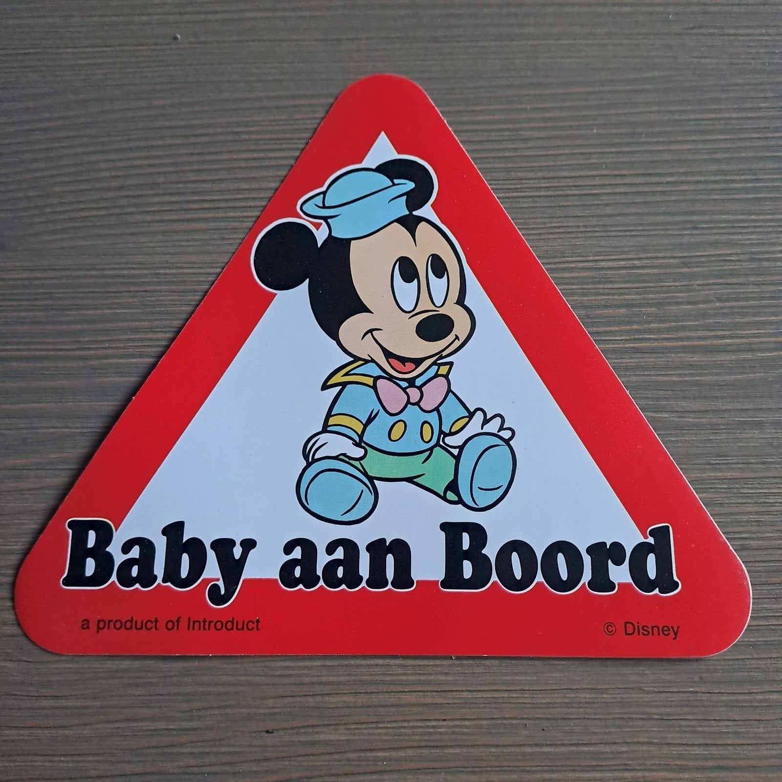 Vintage Disney Baby aan Boord sticker Mickey Mouse, Ophalen of Verzenden, Mickey Mouse