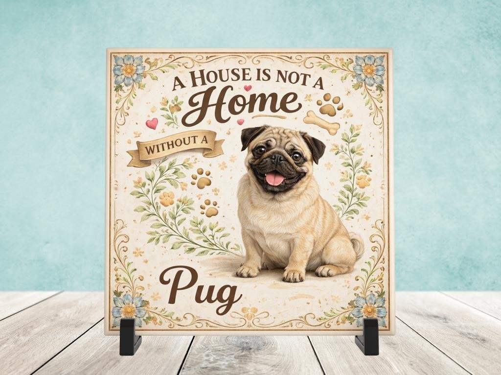 A House is not a Home Without a Pug - Mopshond Tegel, Verzenden, Nieuw