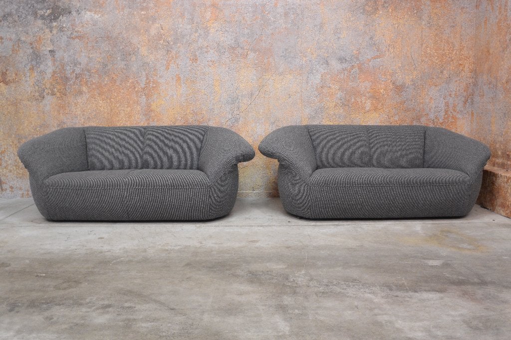 Als NIEUW! grijze stoffen Leolux Gynko design bank 2stuks, Leolux, Leolux, 150 tot 200 cm, Tweepersoons