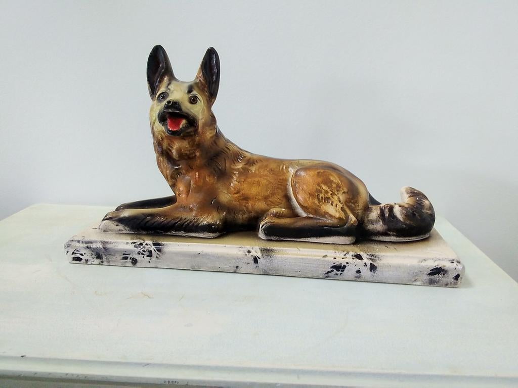 Vintage beeld Duitse Herder voor op de schouw, Antiek en Kunst, Ophalen of Verzenden