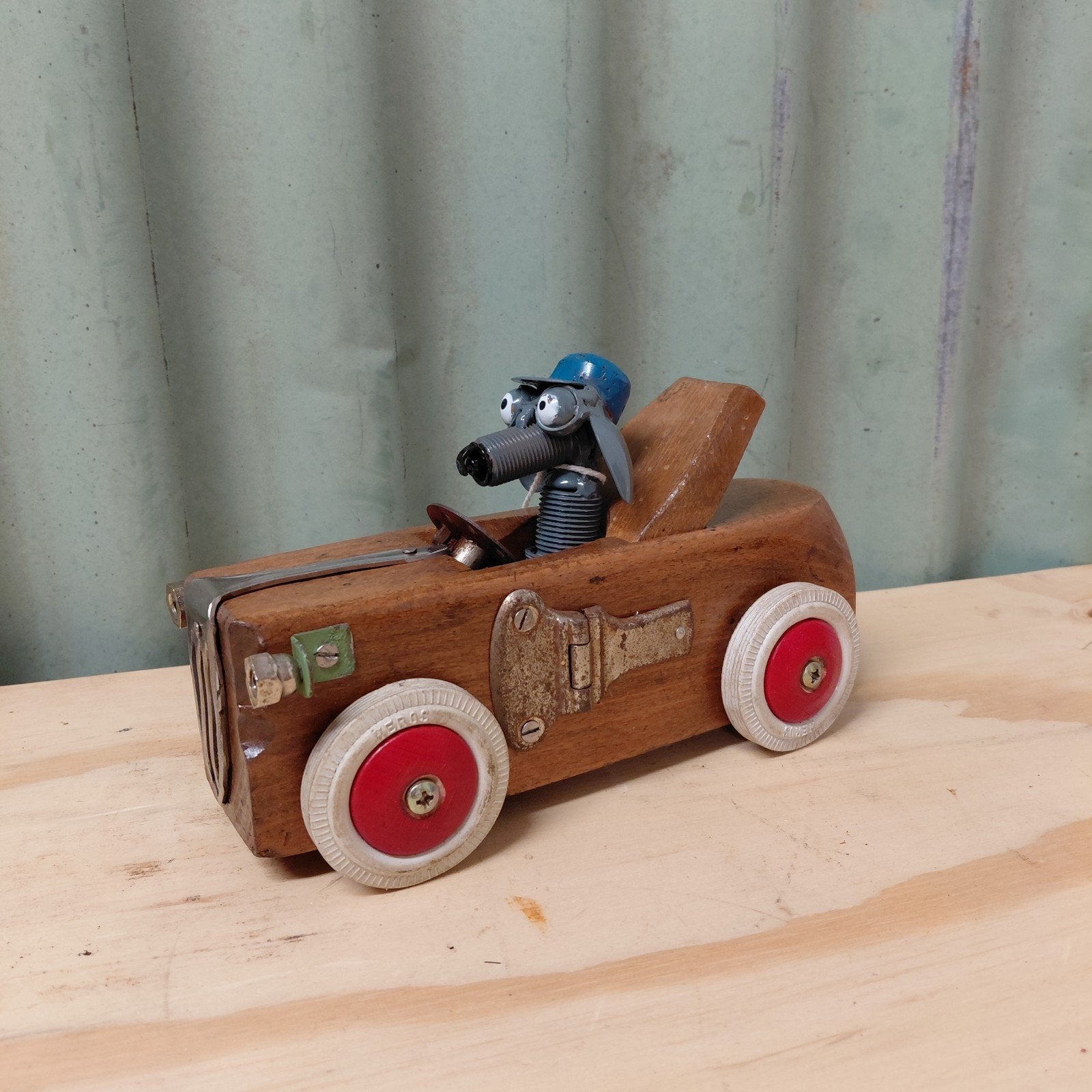 Unieke blokschaaf upcycling - houten auto, Hout, Gebruikt, W, Ophalen of Verzenden