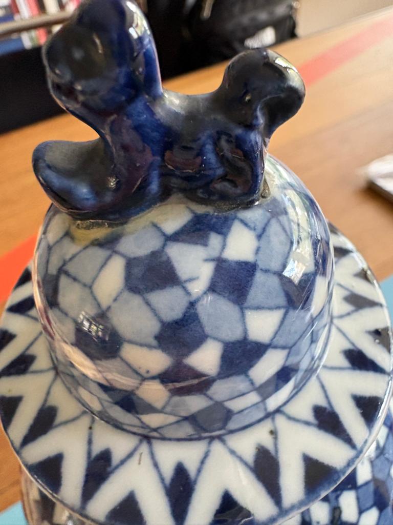 Delfts blauwe gemberpot??  met deksel - Molen & Zeilboot, Antiek en Kunst, Ophalen of Verzenden