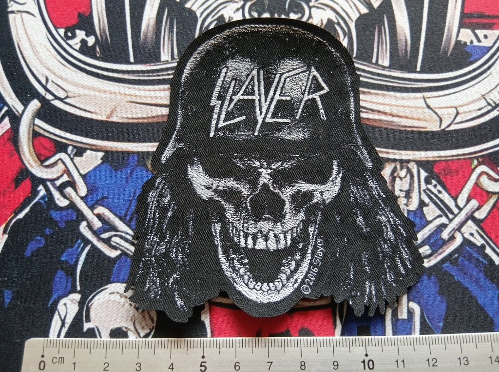 Slayer vrij mooie shaped patch 57 official 2016 nieuw metal, Verzenden, Nieuw, Kleding