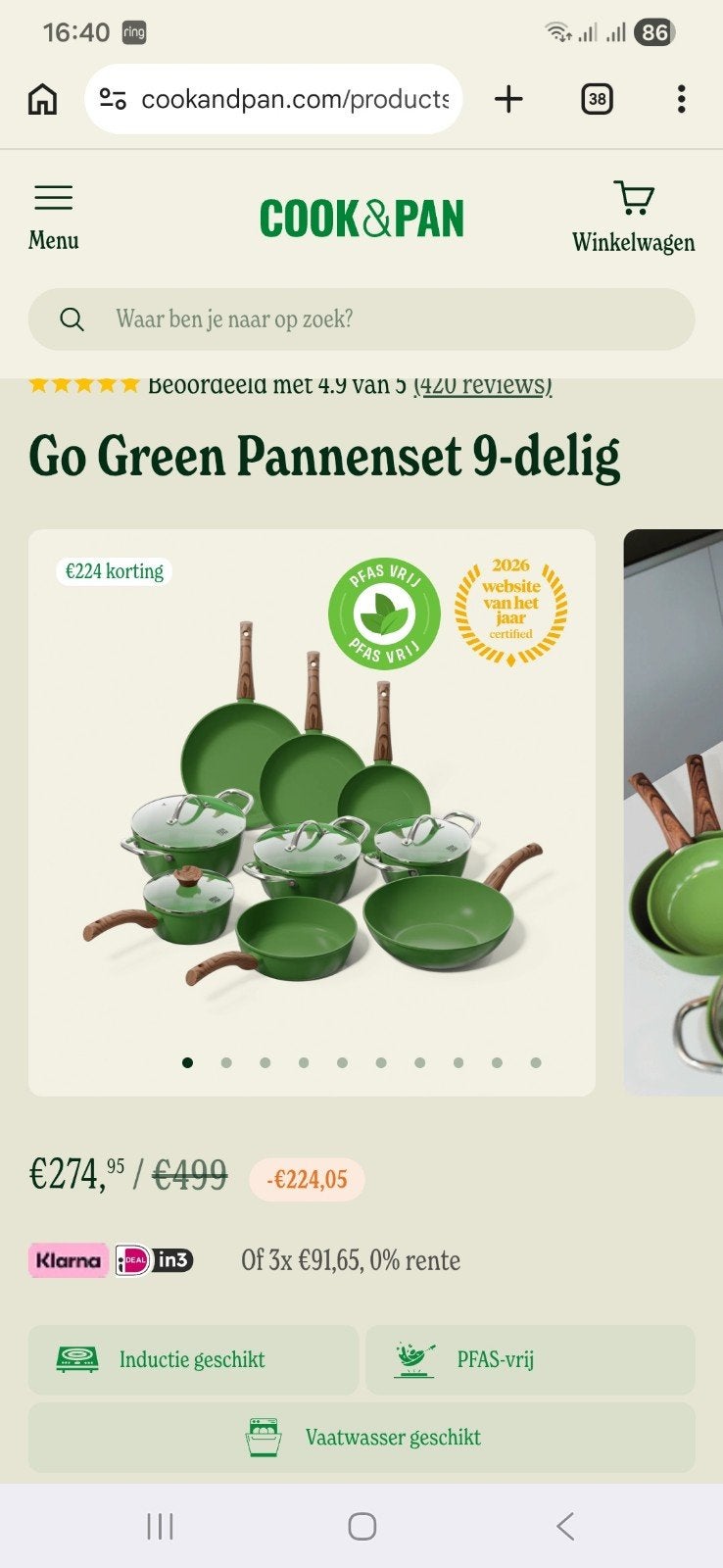 Cook & Pan pannenset 9 delig + pannenkoekenpan, Ophalen of Verzenden, Zo goed als nieuw
