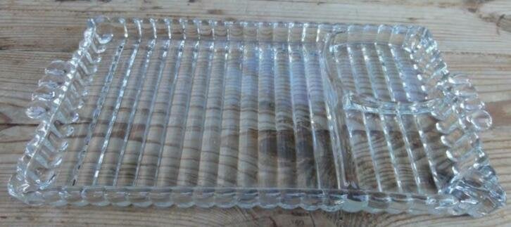 Vintage glazen serveer schaaltjes met ribbels & bolletjes, Antiek en Kunst, Ophalen of Verzenden