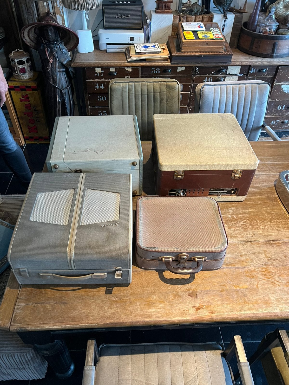 4x OUDE KOFFERGRAMMOFOONS JAREN 50/60, Audio, Tv en Foto, Ophalen, Gebruikt, Overige merken