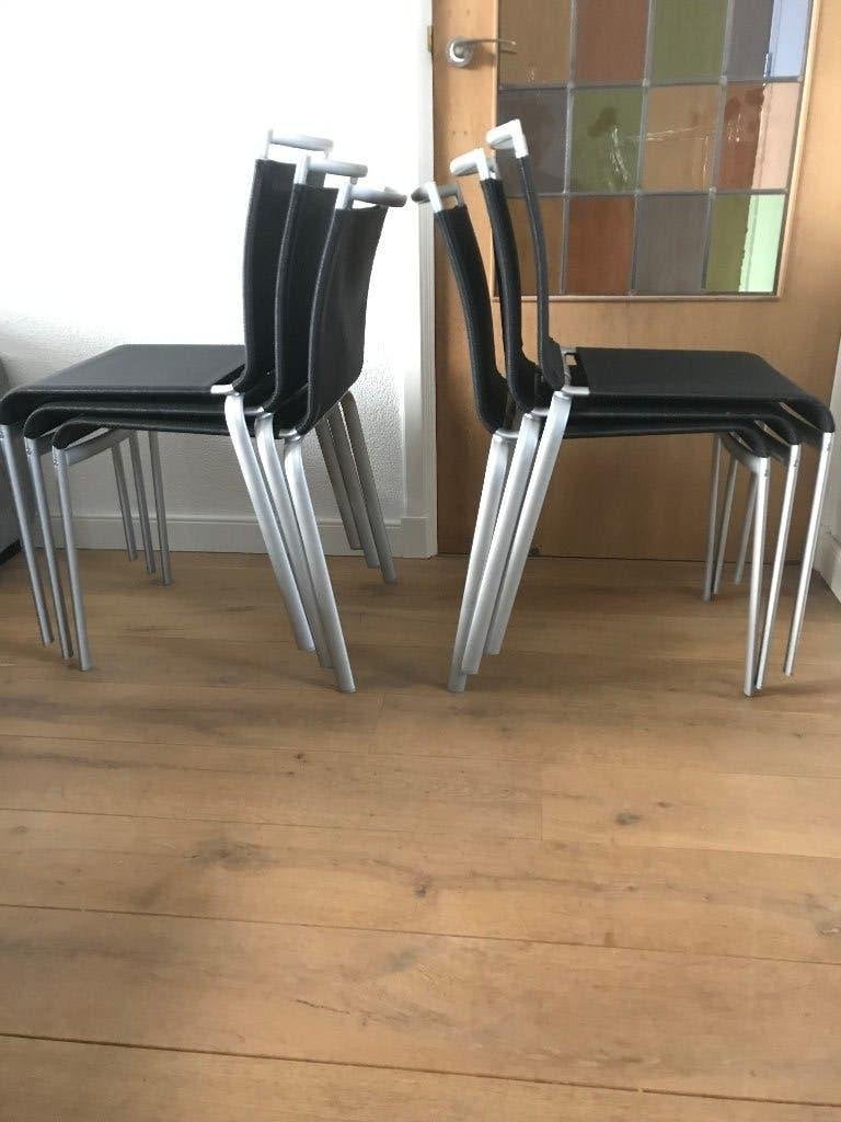 Set 7 Bontempi Casa NET design netweave stoel modern, Ophalen, Zwart, Zo goed als nieuw, Nvt