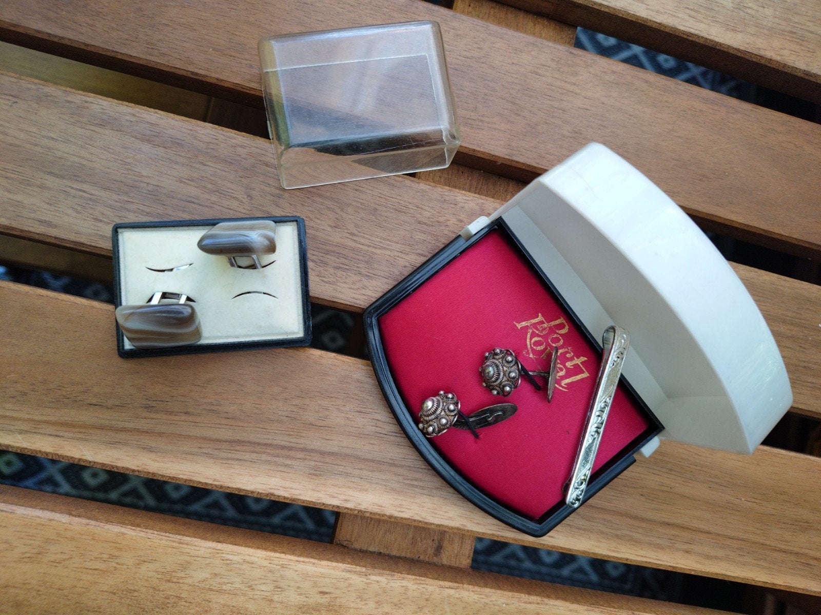 Vintage Manchetknopen en Dasspeld Set, Ophalen of Verzenden, Gebruikt, Overige materialen