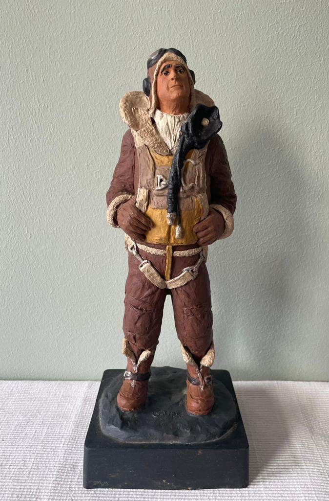 Michael Garman, Vintage sculptuur van een piloot. 1973, Ophalen of Verzenden, Luchtmacht, Amerika, Kunstobject