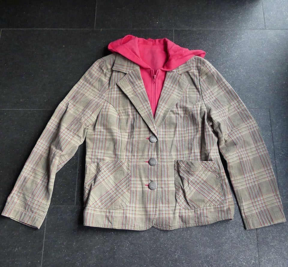 Yessica blazer geruit colbert jasje roze capuchon maat 42, Yessica, Maat 42/44 (L), Nieuw, Ophalen of Verzenden