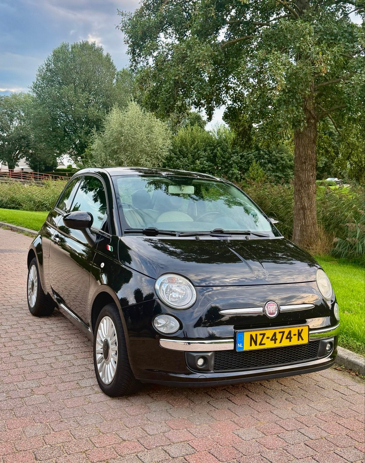 Fiat 500 1.2 Lounge 2010 Zwart | Airco | APK tot 4 juli 2027, Voorwielaandrijving, Stof, 4 cilinders, 840 kg