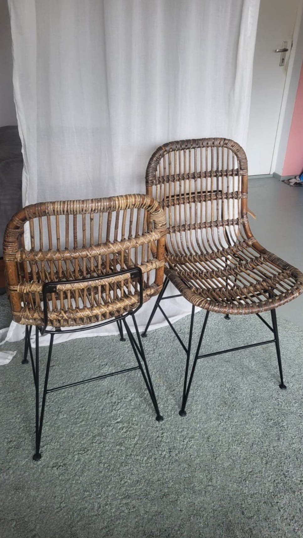 2x Casa SUMATRA Rotan Eetkamerstoel Zwart/Bruin, Ophalen, Gebruikt, Bruin, Twee