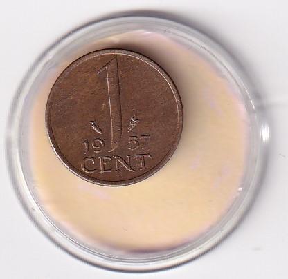 1 Cent 1957 Zeer Fraai / Mooi, Verzenden, Koningin Juliana, 1 cent, Losse munt