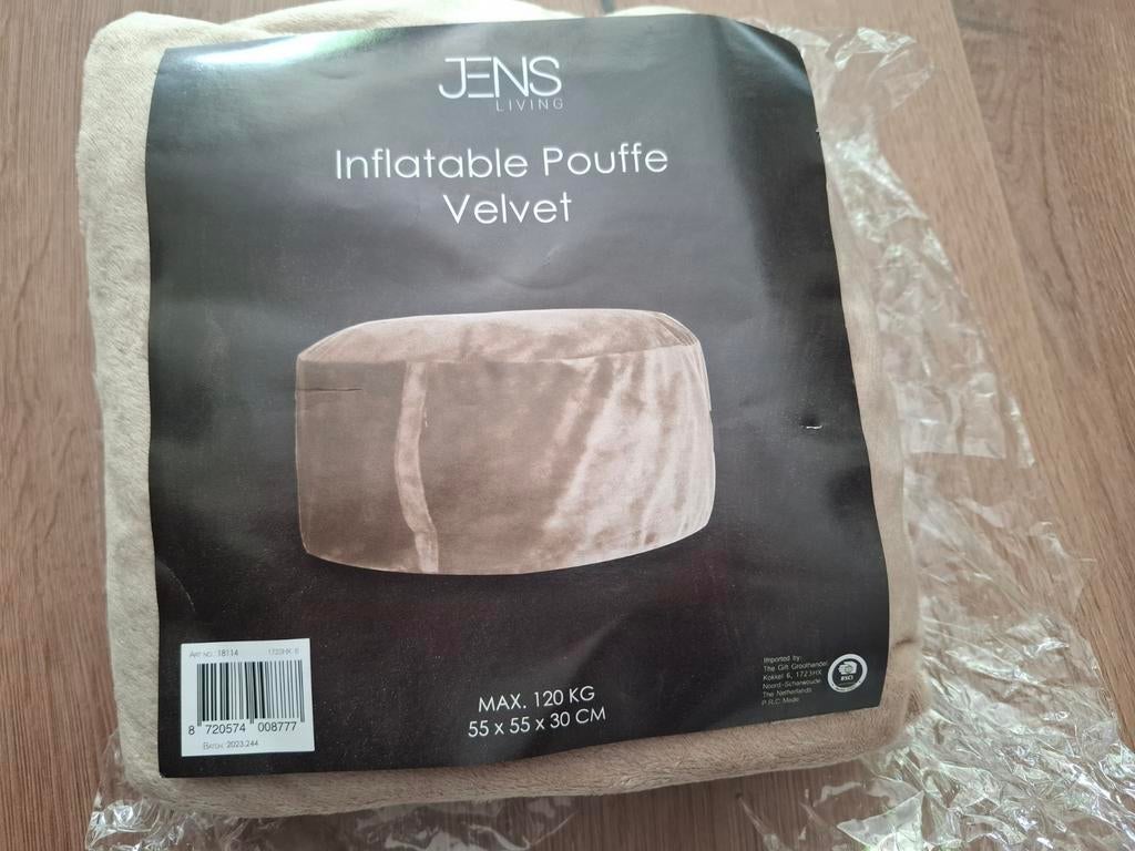 JENS LIVING OPBLAASBARE POEF VELVET, Ophalen of Verzenden, Nieuw