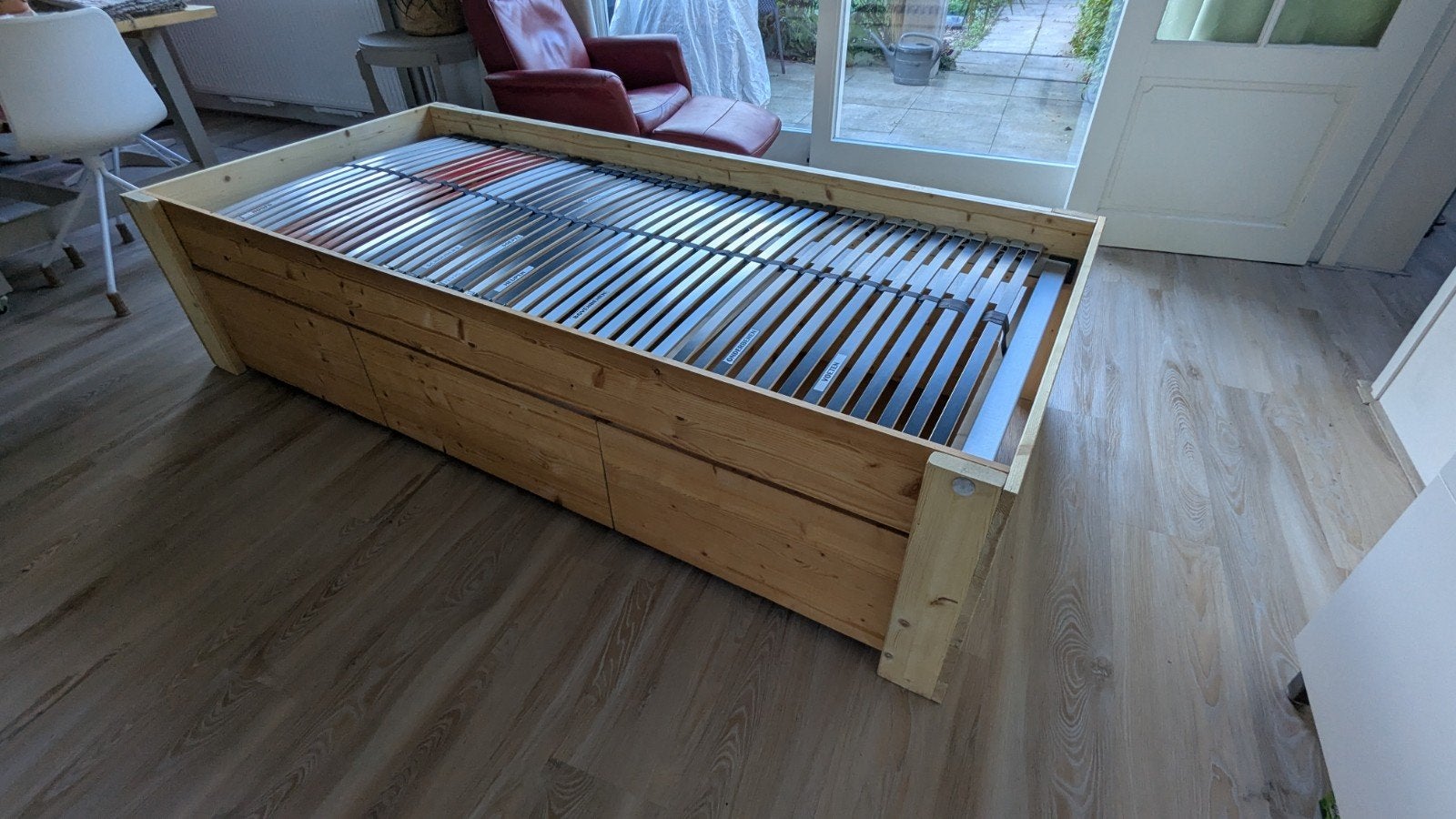 Houten 1-persoonsbed, Ophalen, Gebruikt, 90 cm, 210 cm