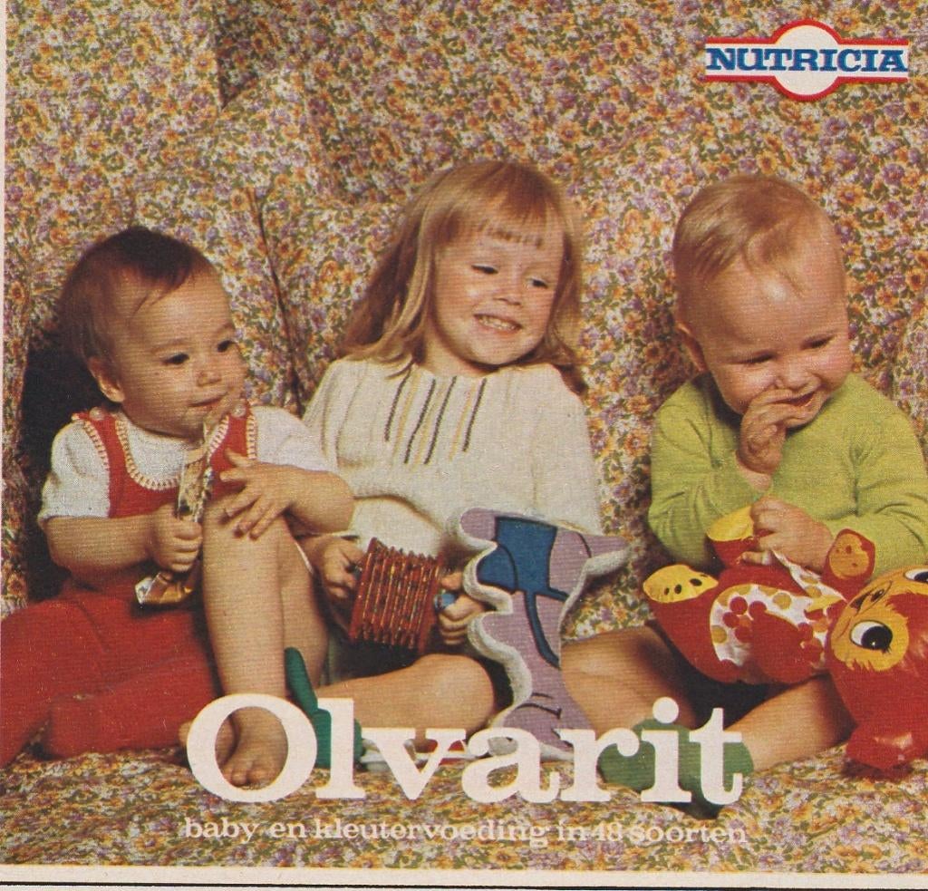 Retro reclame 1974 Nutricia Olvarit jaren 70 peuters, Verzamelen, Verzenden, Overige typen