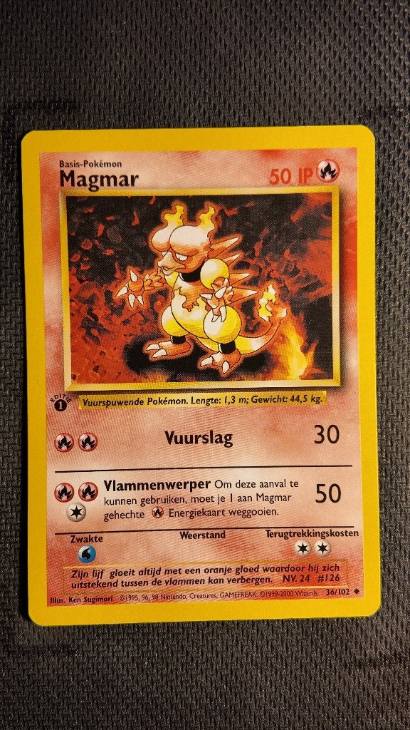 Magmar 36 Base 1st Ed | Pokemon kaart, Ophalen, Zo goed als nieuw, Losse kaart