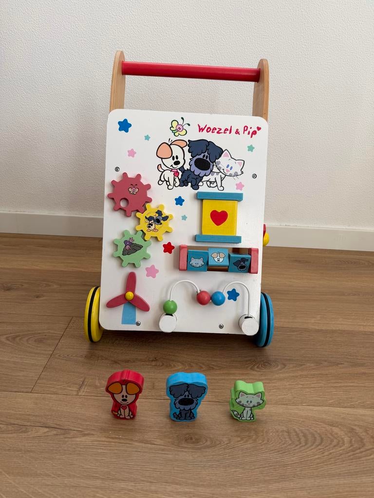 Woezel & Pip Houten Loopwagen met Activiteitenbord, Kinderen en Baby's, Speelgoed | Houten speelgoed, Ophalen, Gebruikt, Duw- of Trekspeelgoed