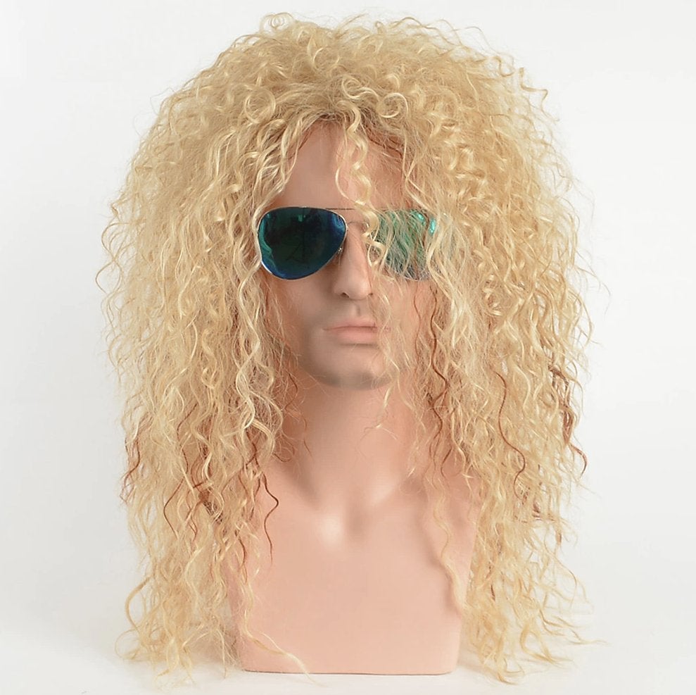 Blonde Krullen Heren Pruik Haar Haren Haarstukje Mannen, Verzenden, Nieuw, Pruik of Haarverlenging