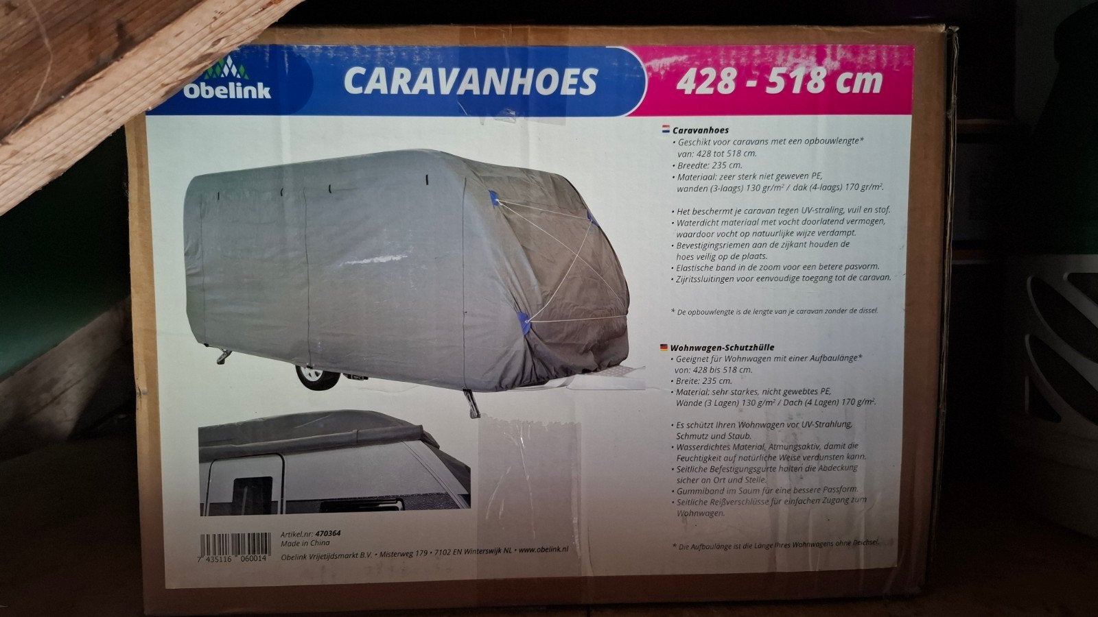 caravanhoes 428-518cm obelink, Caravans en Kamperen, Caravan accessoires, Ophalen of Verzenden, Gebruikt