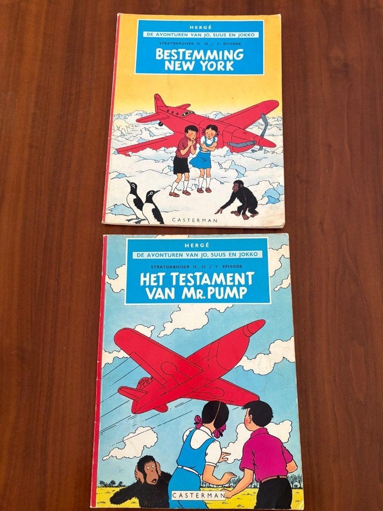 Tweeluik Jo, Suus en Jokko (Hergé) – Stratokruiser H.22, Eén stripboek, Ophalen of Verzenden, Gelezen
