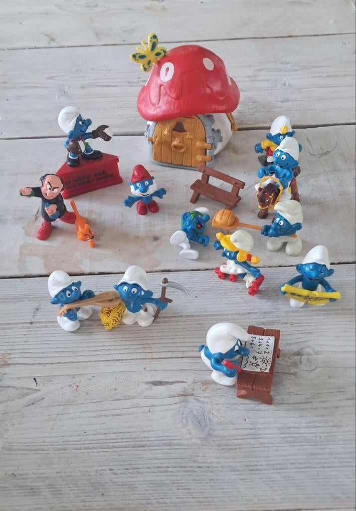 Zeldzame Vintage Schleich Smurfen Set uit 1981 - Compleet, Verzamelen, Smurfen, Ophalen of Verzenden