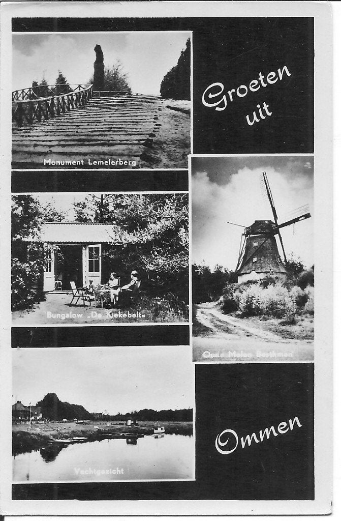 Groeten uit Ommen - Monument Lemelerberg, Molen, Vecht, Ophalen of Verzenden, 1960 tot 1980, Gelopen, Overijssel