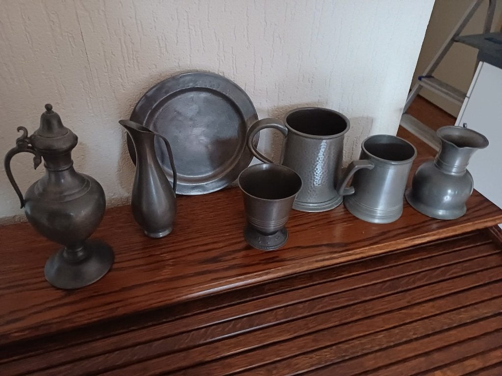 Tinnen servies, Ophalen, Gebruikt, Grijs, Overige materialen