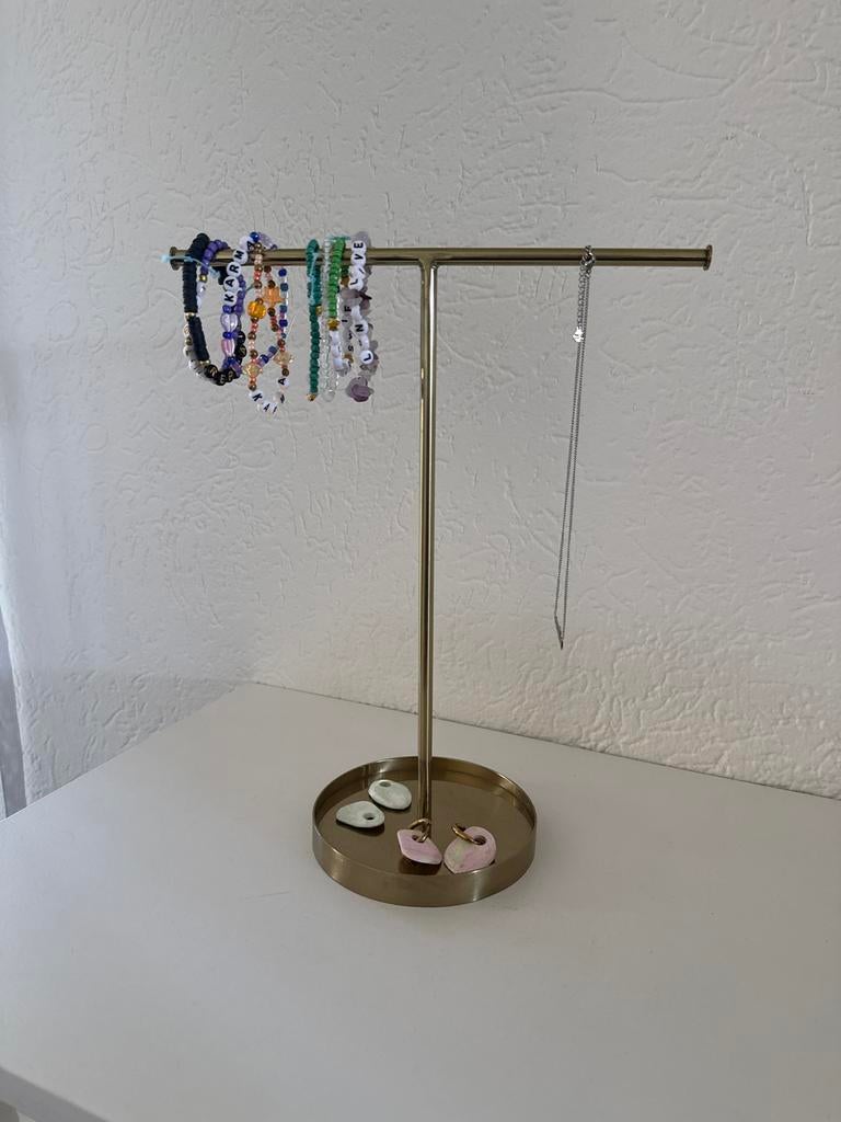 Gouden sieradenrek standaard - Perfect voor al je sieraden, Ophalen of Verzenden, Zo goed als nieuw