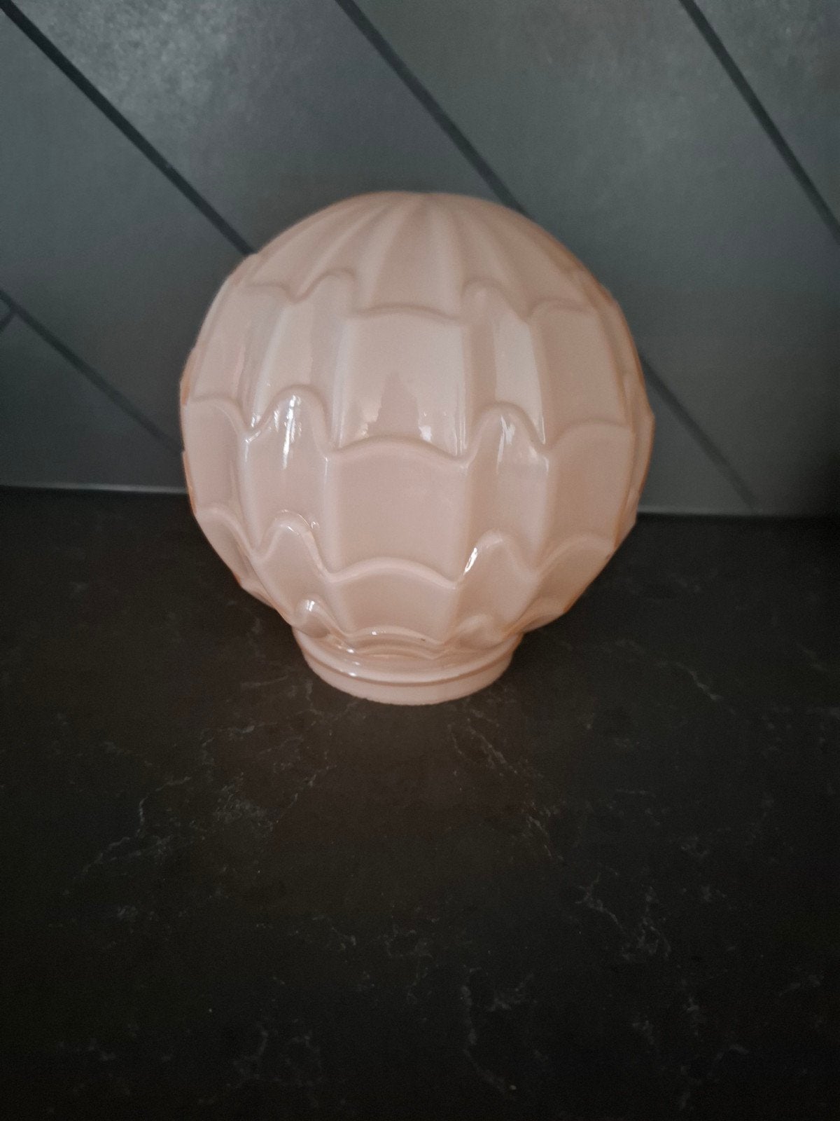 Vintage glazen lampenkap - Roze, Gebruikt, Overige typen, Rond, Ophalen of Verzenden
