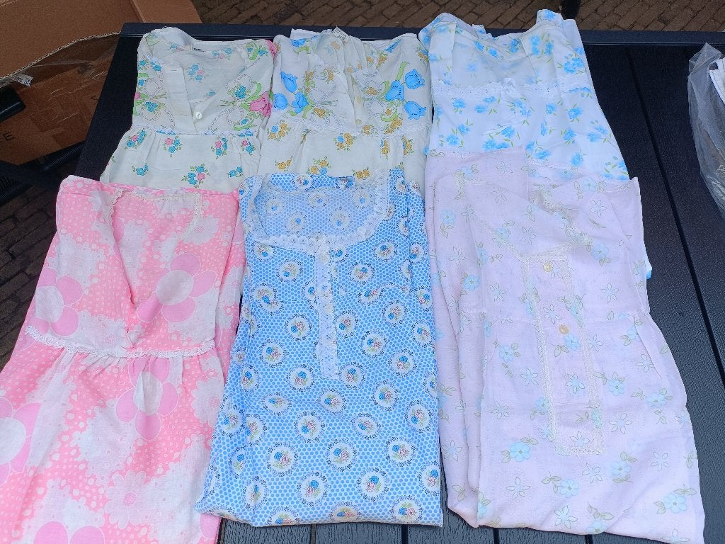 BIJNA GRATIS 6 Vintage katoen zomer dames pyjama's Mt M (A48, Ophalen of Verzenden, Gedragen, Maat 38/40 (M)