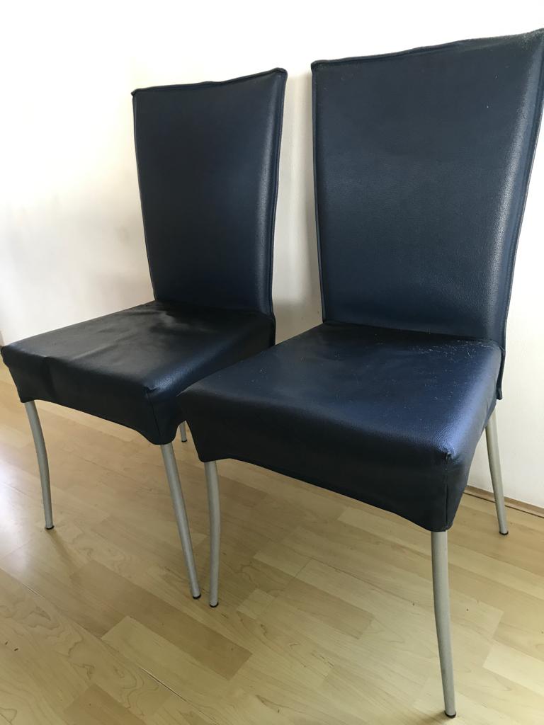 Effezeta Leren stoelen blauw, Huis en Inrichting, Stoelen, Ophalen, Twee, Blauw, Leer