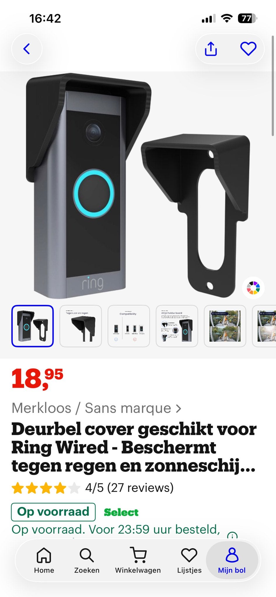 Deurbel Cover voor Ring Wired - Beschermt tegen weer, Ophalen of Verzenden, Nieuw