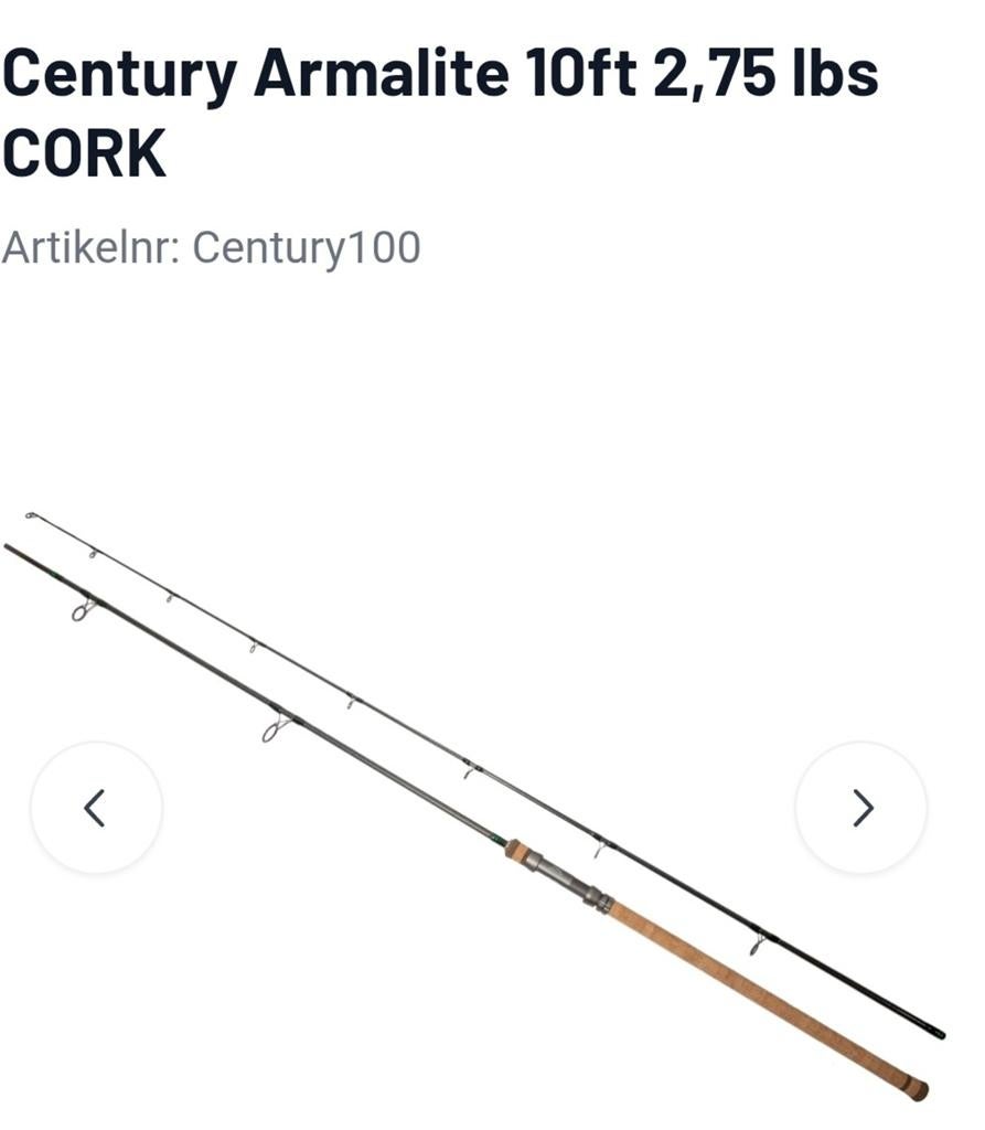 3x century armalite 10ft kurk 3x trakker slee, Watersport en Boten, Hengelsport | Karpervissen, Ophalen, Zo goed als nieuw, Werphengel