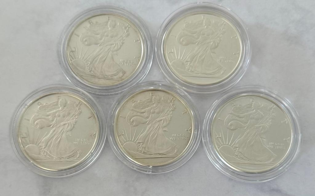 5x 1/2oz Liberty Eagle - Golden StateMint 999 zilver, Ophalen of Verzenden, Duitsland, Overige waardes, Zilver