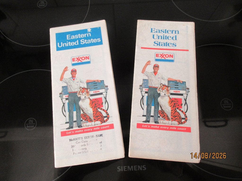 2 EXXON WEGEN-KAARTEN- EASTERN UNITED STATES- 1979+ 1977, Gelezen, Overige typen, Ophalen of Verzenden, 1800 tot 2000