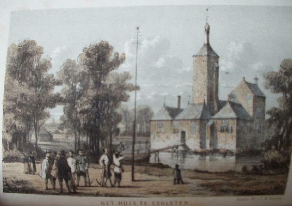 21  / Heiloo Kasteel de Coulster Litho 1854, Antiek en Kunst, Ophalen of Verzenden