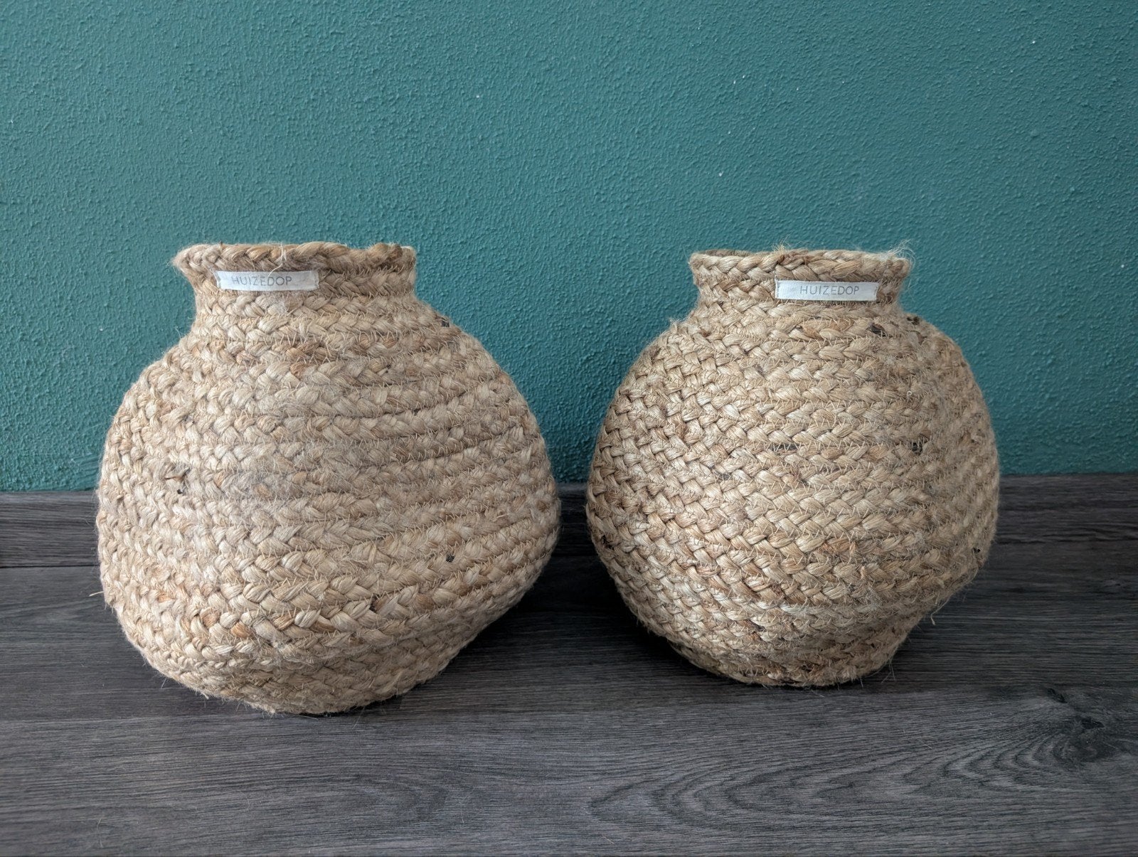 Twee bloem vazen- potten / zakken van jutte, Ophalen of Verzenden