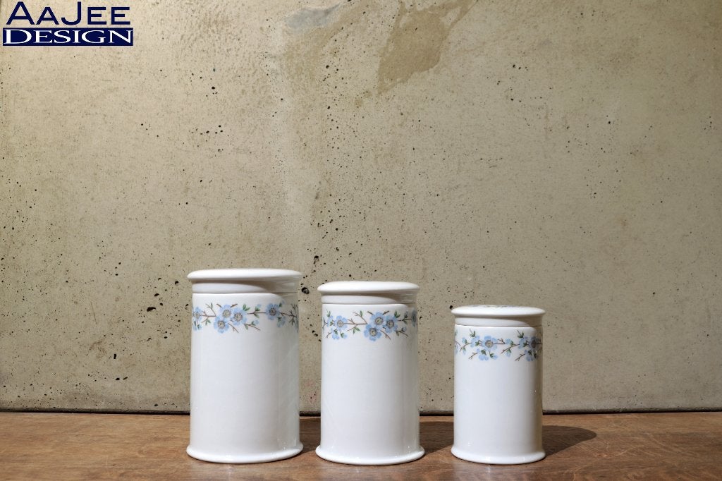 Porcelaine de Paris – Set van 3 voorraadpotten – Porselein, Voorraadpot, Ophalen of Verzenden, Zo goed als nieuw