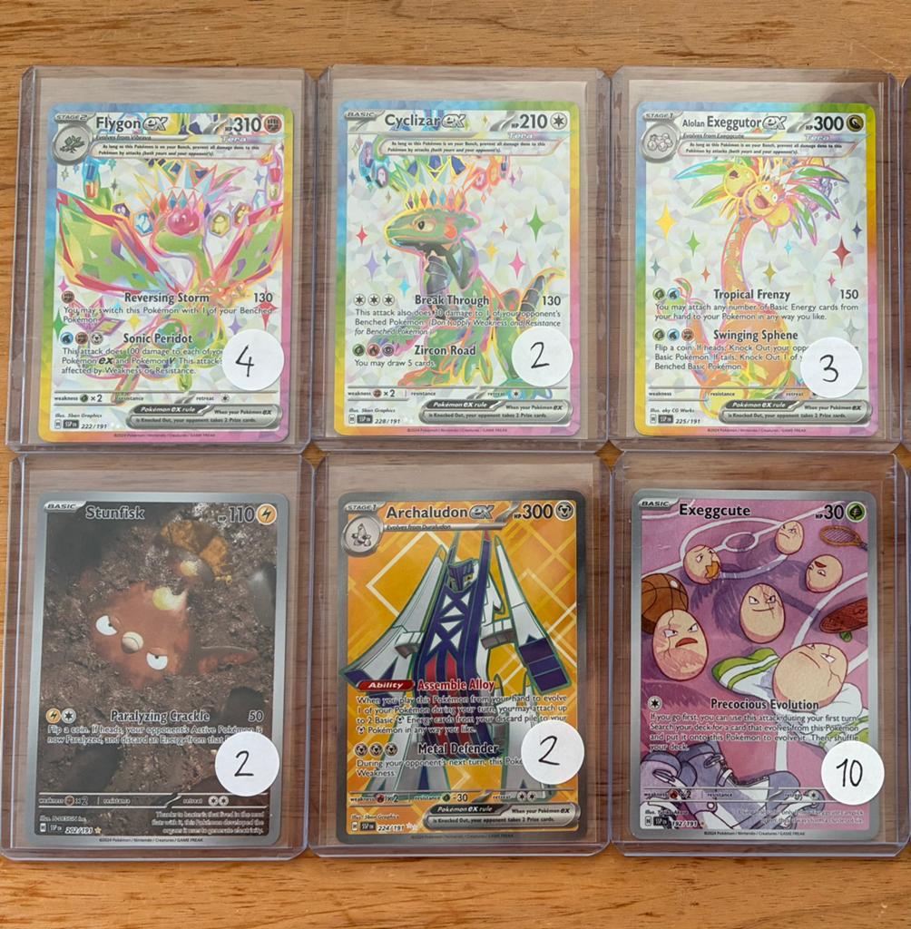 6x Pokemon Surging Sparks hits, Ophalen of Verzenden, Zo goed als nieuw, Meerdere kaarten