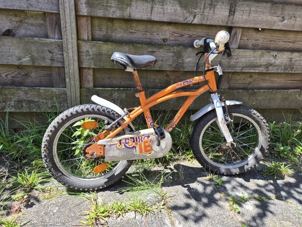 Kinderfiets 16 inch oranje, Fietsen en Brommers, Fietsen | Kinderfietsjes, Ophalen, Gebruikt, Terugtraprem, 16 tot 20 inch