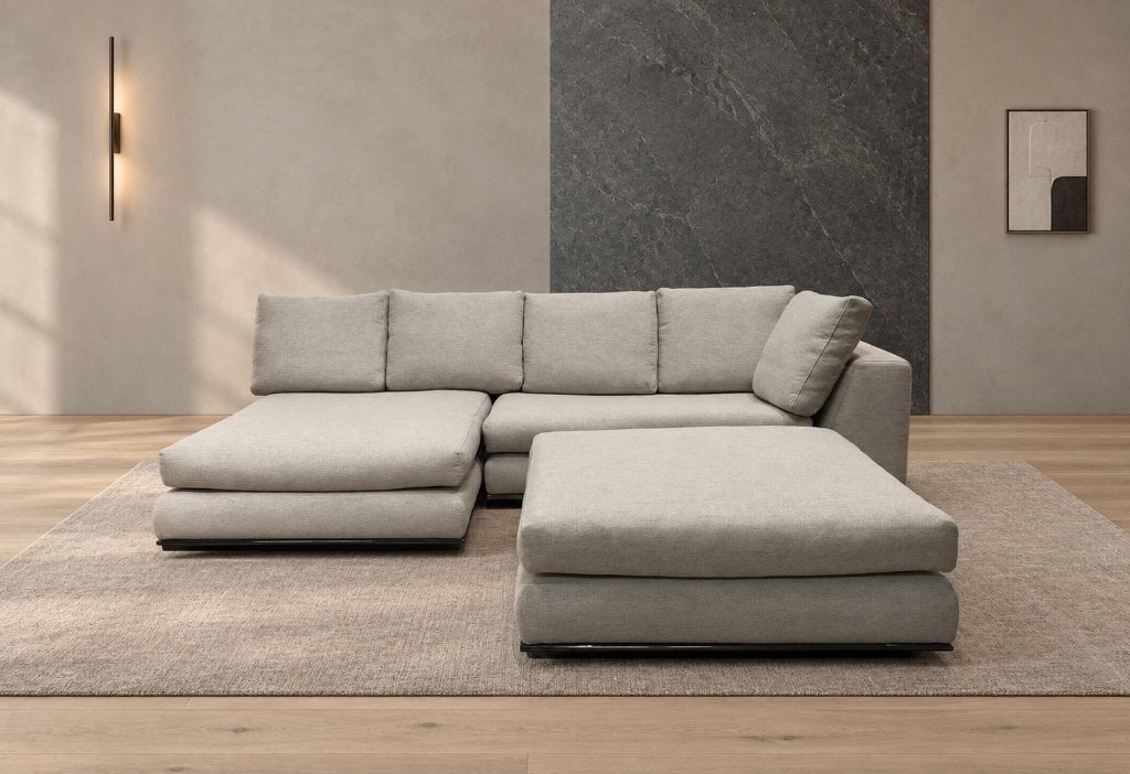 NIEUW Minotti Hamilton Hoekbank + Hocker + GARANTIE, 250 tot 300 cm, Minotti, Hoekbank, Nieuw