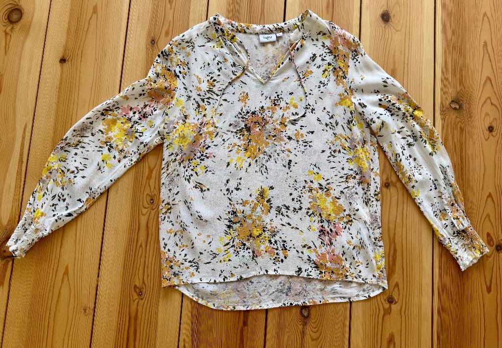 Saint Tropez Blouse / Top - Wit geel zwart - maat Small / 36, Wit, Ophalen of Verzenden, Zo goed als nieuw, Maat 36 (S)