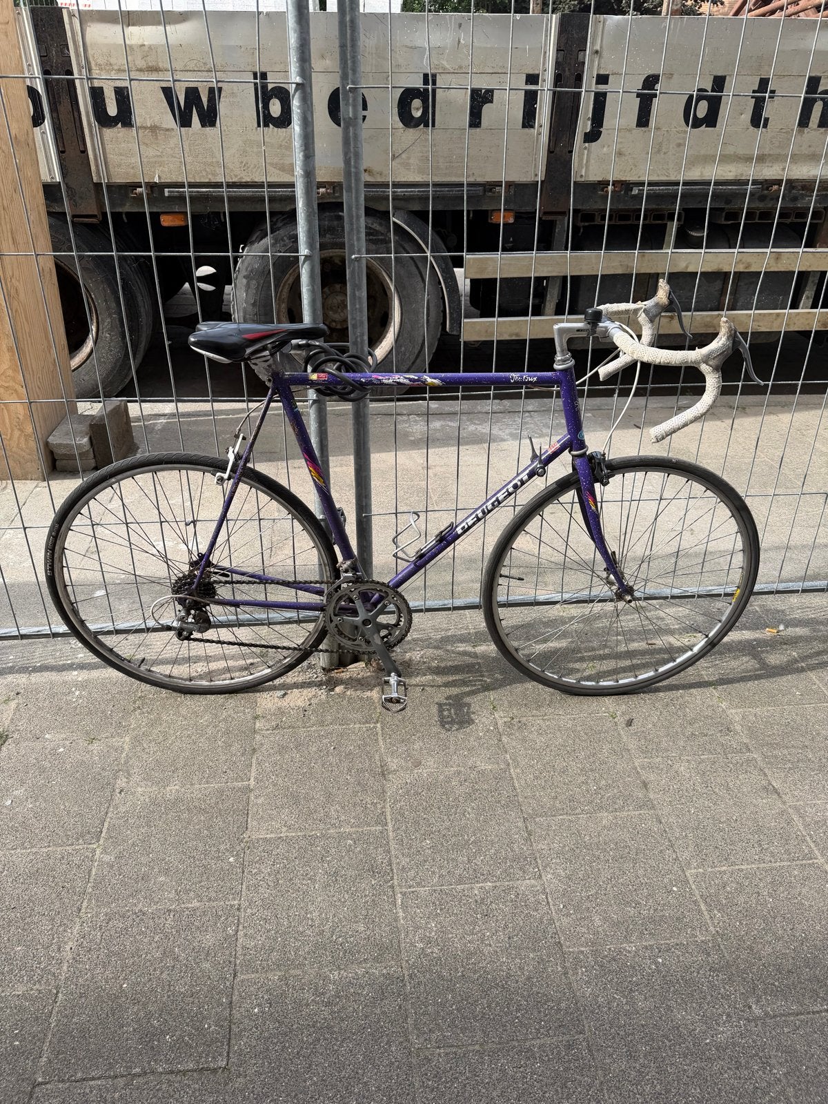 Vintage Peugeot racefiets - paars met spetters 1992, Fietsen en Brommers, Fietsen | Racefietsen, Overige merken, 28 inch, Gebruikt