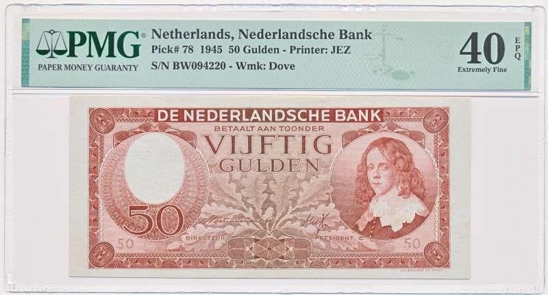 Nederland 50 Gulden 1945 Stadhouder Willem 3 PMG40, Ophalen of Verzenden, 50 gulden, Los biljet