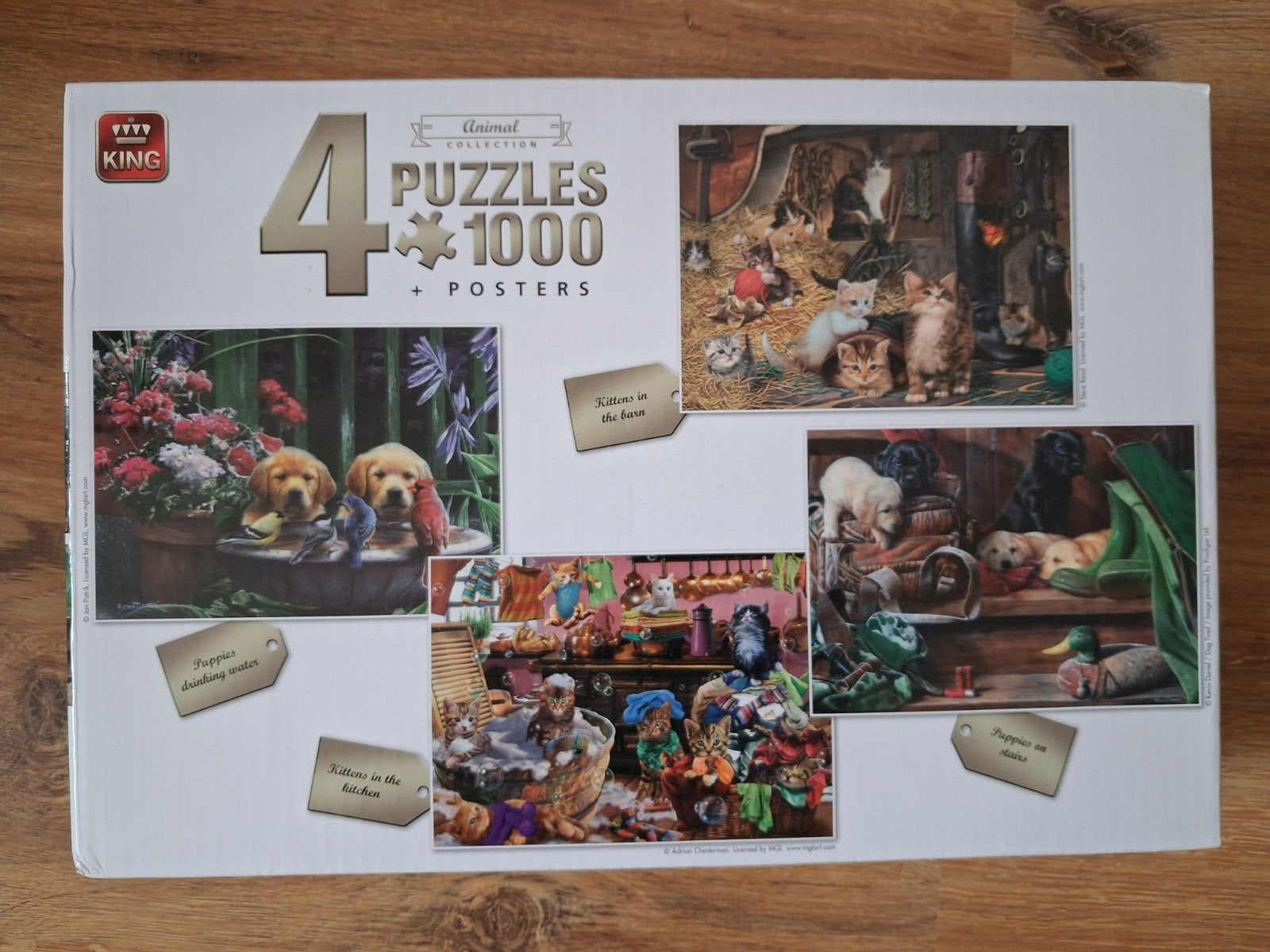 KING 4x1000 stukjes Dieren Puzzel Collectie, Ophalen of Verzenden, 500 t/m 1500 stukjes, Gebruikt, Legpuzzel