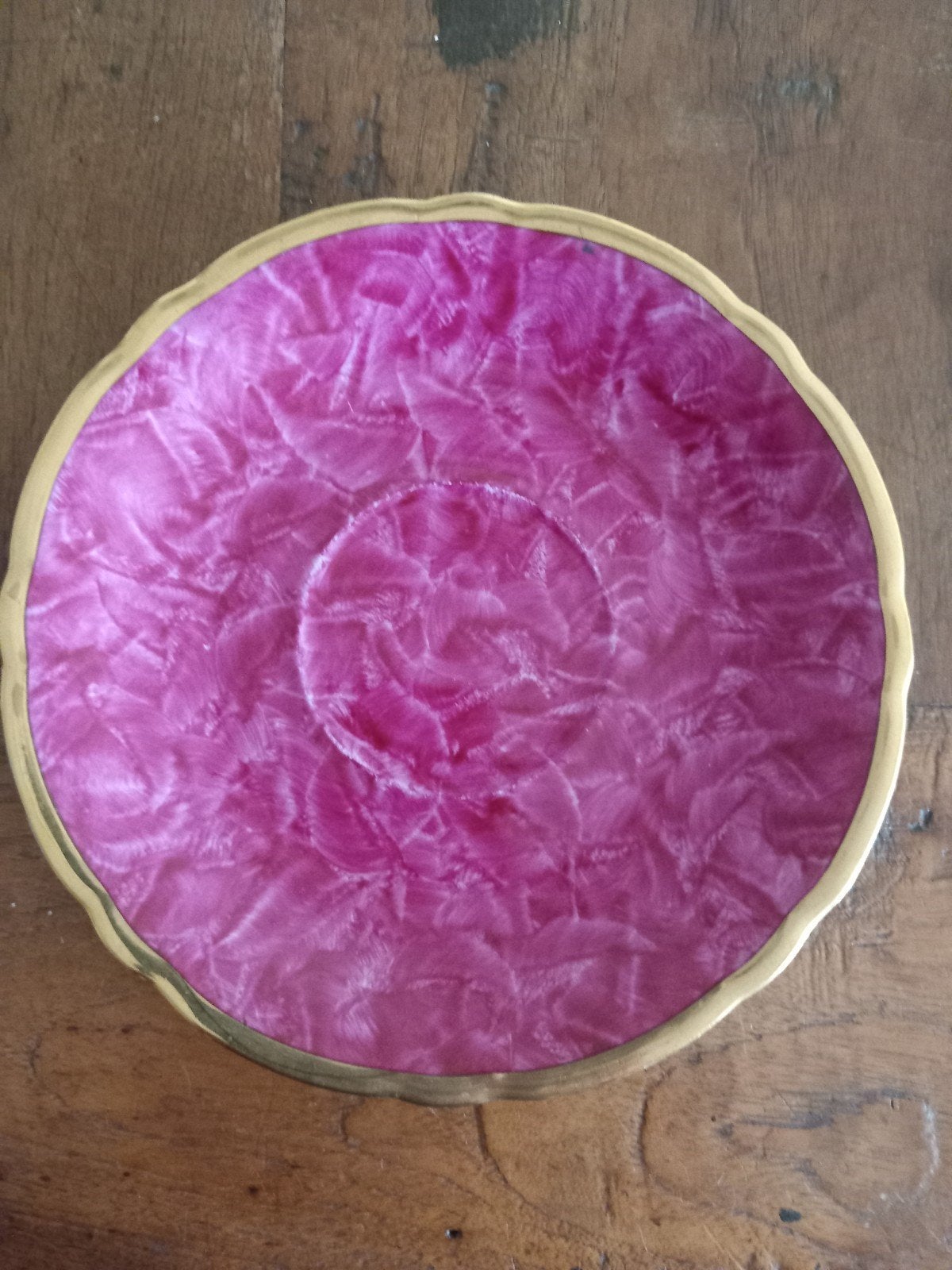 Vintage Porcelaine d'Art schotel, roze met gouden rand, Ophalen of Verzenden