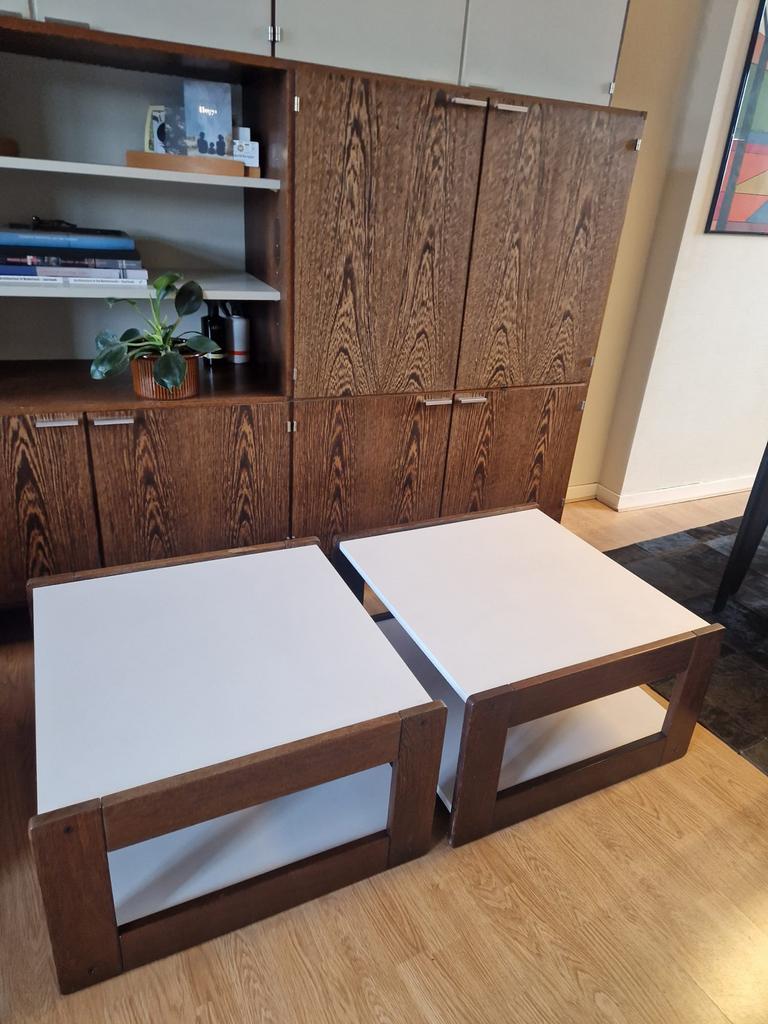 Pastoe salontafels, twee stuks, Cees Braakman, Huis en Inrichting, Tafels | Salontafels, Ophalen, Gebruikt, 50 tot 100 cm, Vierkant