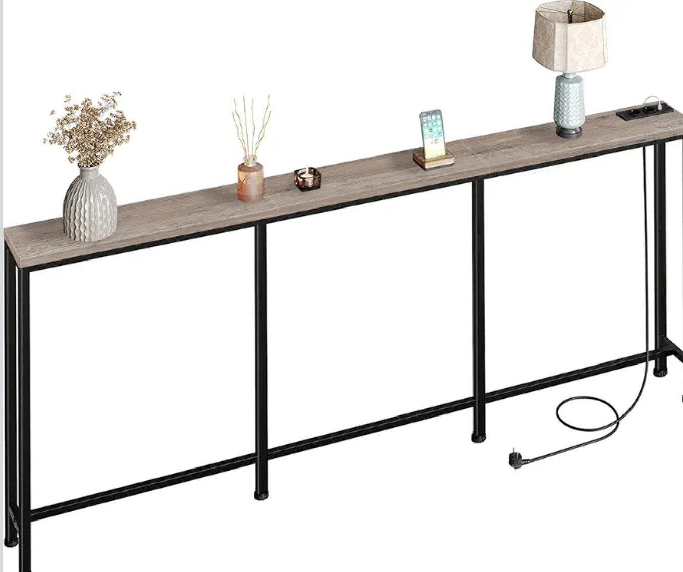 Nieuwe Choezon Console Tafel 200cm met Oplaadstation, Nieuw, Industrieel, Modern, Rustiek, Minder dan 25 cm, 150 tot 200 cm